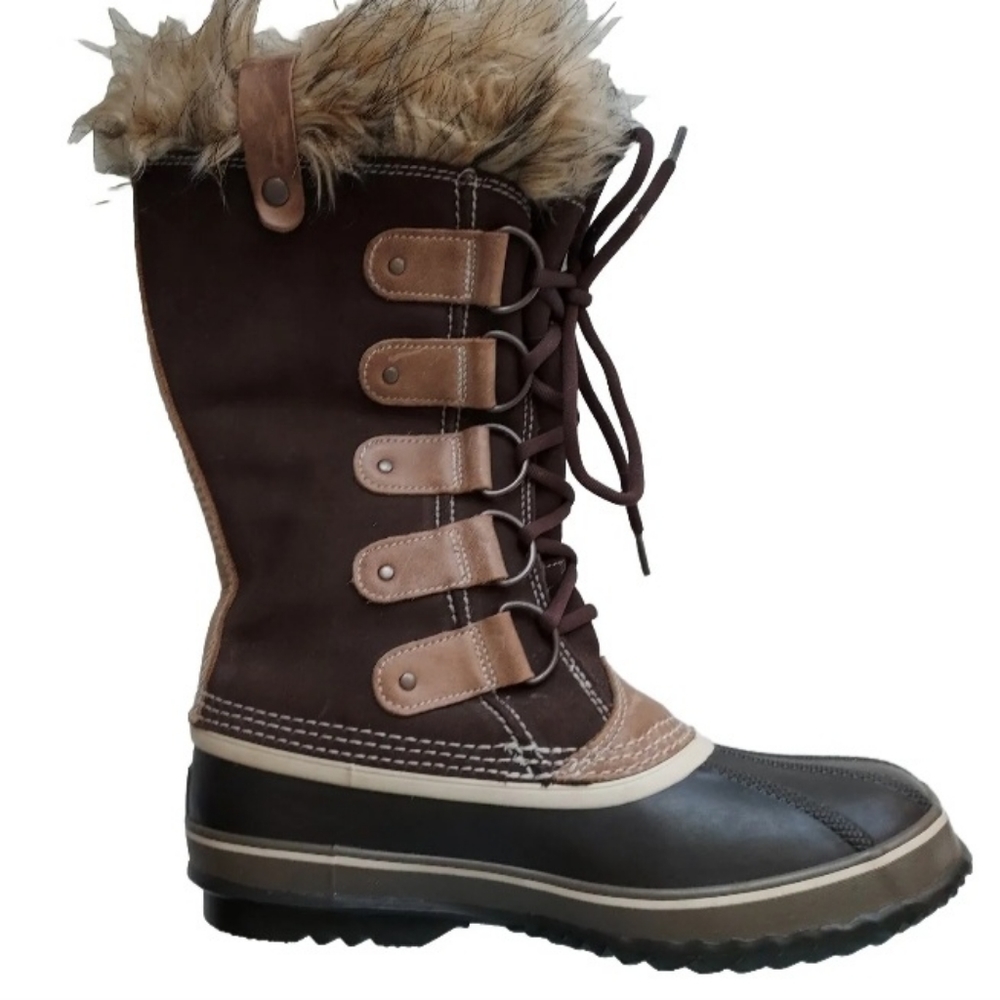 Sorel Gray Joan of Artic Winter Boot Size 8 Faux Fur Lined Style 1452-248